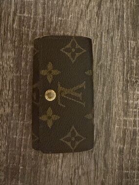 Louis Vuitton Brown Monogram Key Pouch with Gold Hardware